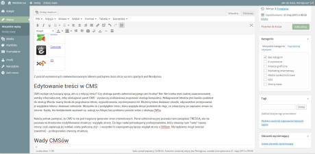 Panel administracyjny CMS - WordPress