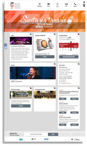 Projekt strony głównej dla serwisu www Narodowego Centrum Piosenki Polskiej