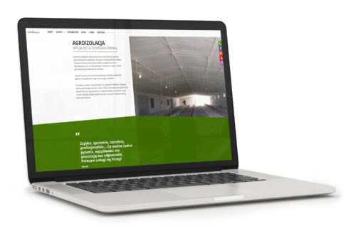 Agroizolacja - wizualizacja strony internetowej na laptopie