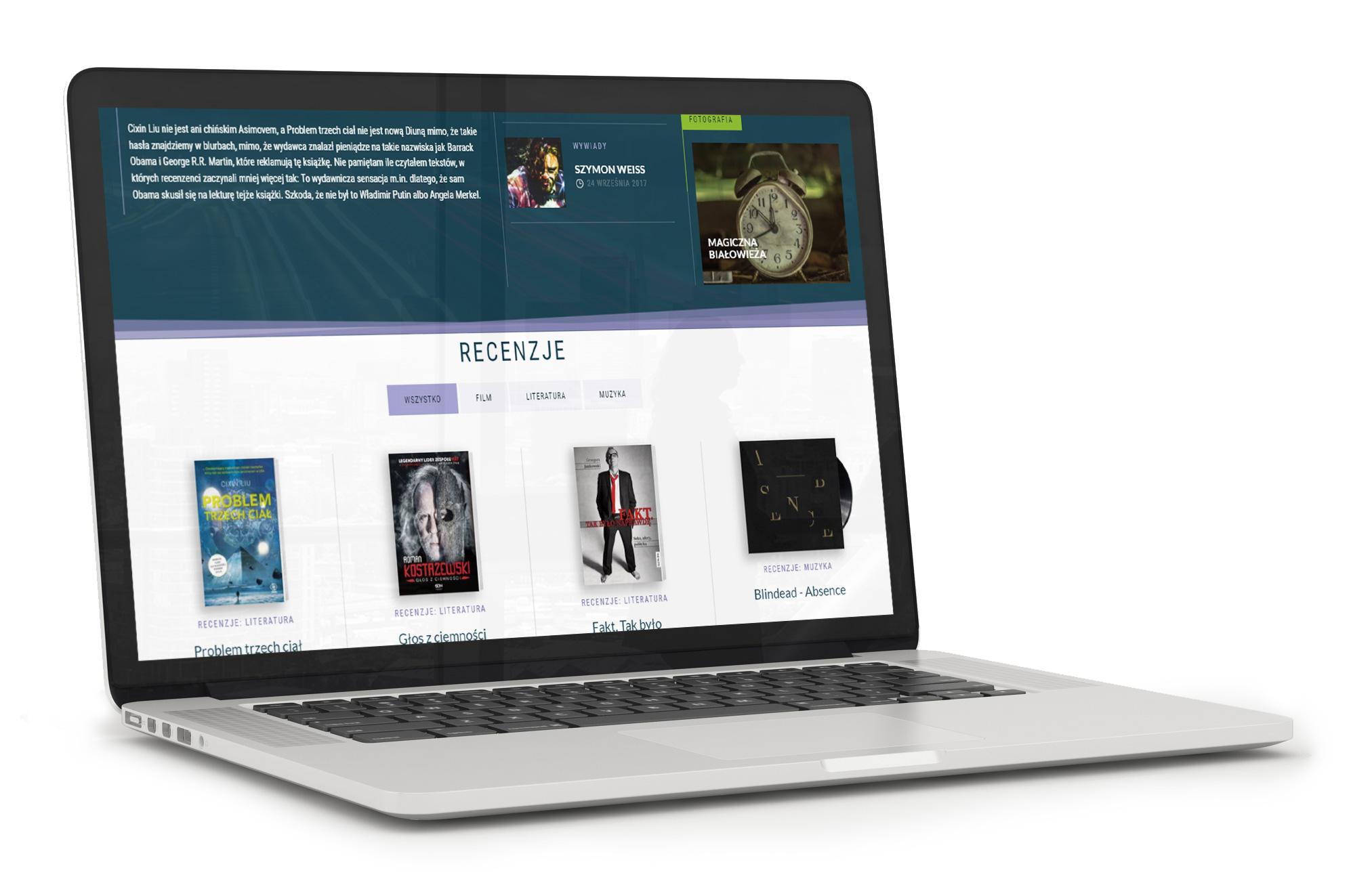 Noktomedia - nowy serwis internetowy - projekt na laptopie